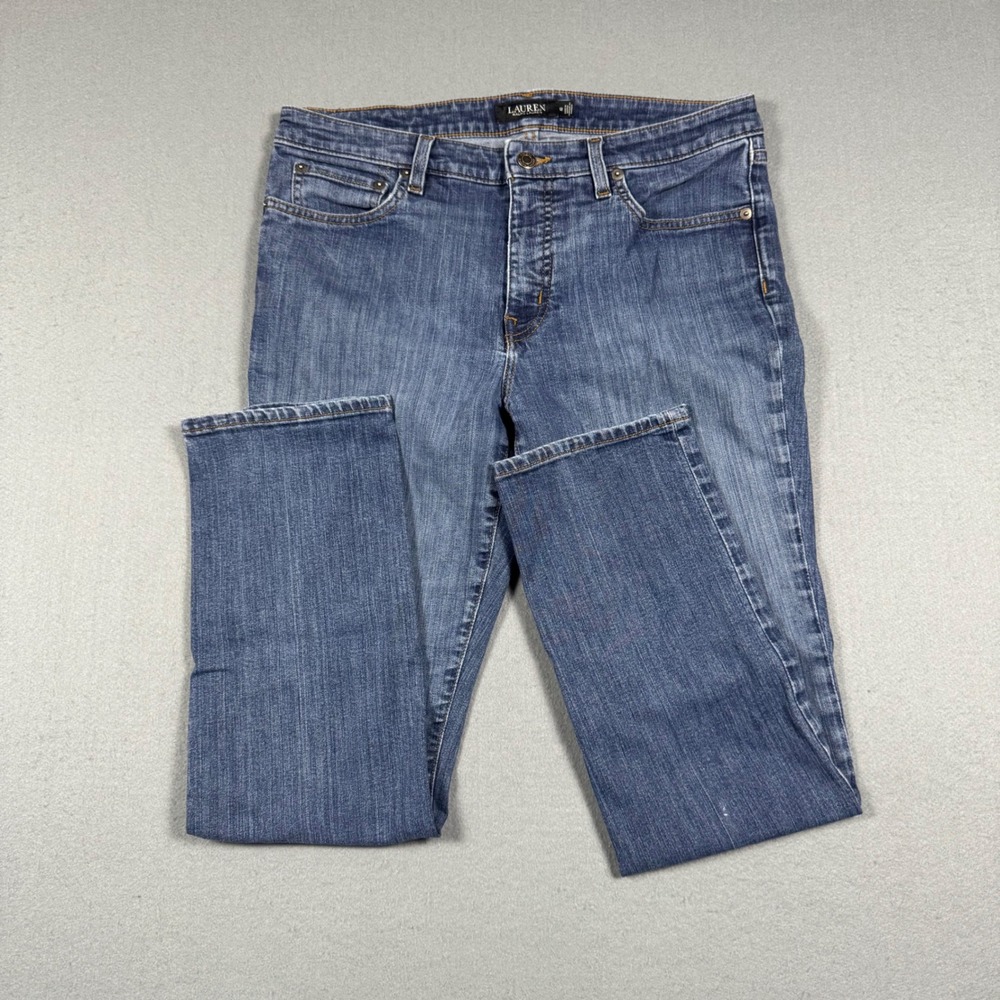 Lauren Ralph Lauren Jeans Womens 12 Blue Denim Straight Leg Classic Preppy Denim